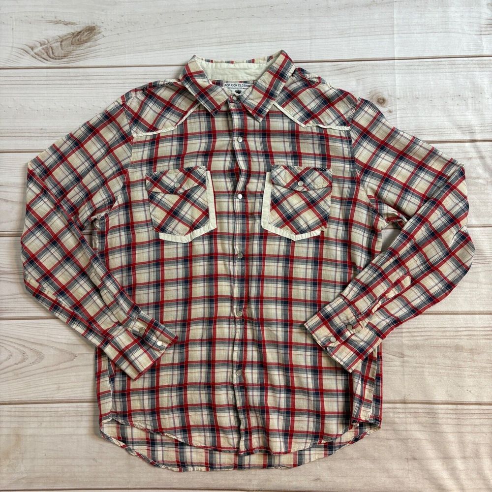 Buckle Pop Icon Clothing Men's‎ Snap Button Up Shirt Size XL